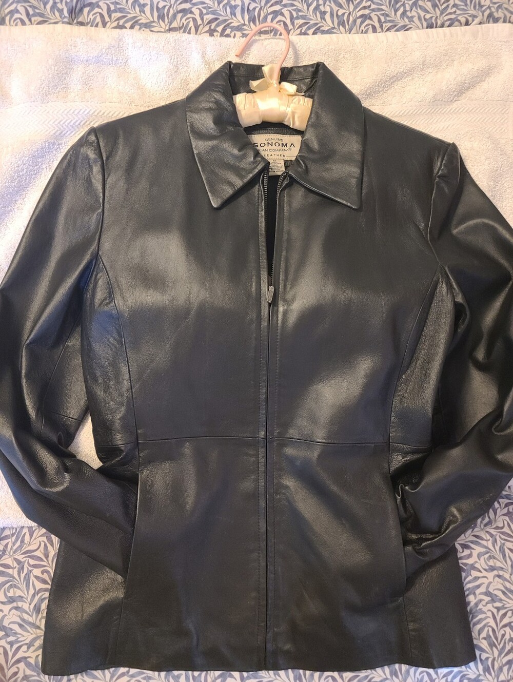 Sonoma Genuine Leather Jacket Black Size M Quiet Luxury Fall/Winter Blazer